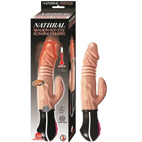Realistic Warming and Thrusting Vibrator – Dual Motor 9.5 Inch Dildo > Vibrators > Ladies > Rabbit Multi