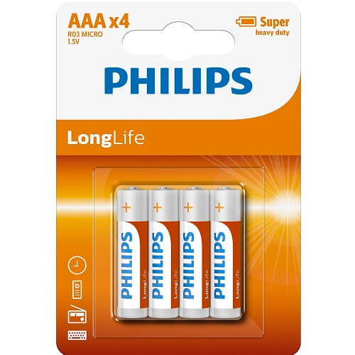 Phillips 4 Pack Long Life AAA Size Batteries – Top Quality Batteries Default Title Batteries