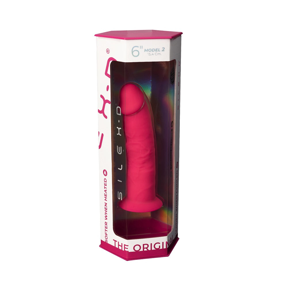 SilexD 6 Inch Model 2 Pink Premium Dual Density Silicone Dildo with Strong Suction Cup DONGS