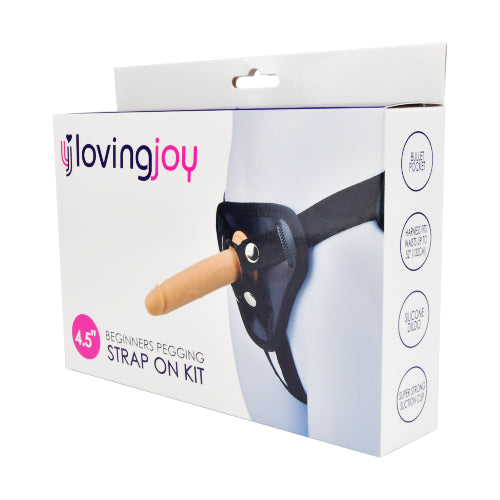 Loving Joy Beginners Pegging Strap-On Kit With Universal Harness and 4.5 Inch Silicone Dildo > Dildos > Strap On Harnesses