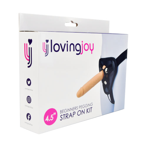 Loving Joy Beginners Pegging Strap-On Kit With Universal Harness and 4.5 Inch Silicone Dildo – Adjustable Strap-On Kit Harnesses & Strap-Ons