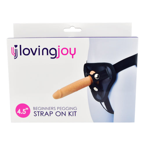 Loving Joy Beginners Pegging Strap-On Kit With Universal Harness and 4.5 Inch Silicone Dildo – Adjustable Strap-On Kit Harnesses & Strap-Ons