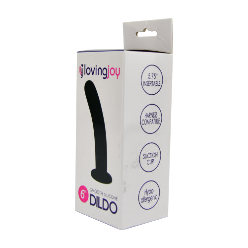 Loving Joy Smooth Silicone Dildo 6 Inch (Black) – Smooth Silicone Dildo > Dildos > Neutral Dildos