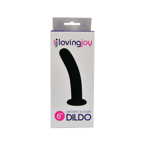Loving Joy Smooth Silicone Dildo 6 Inch (Black) – Smooth Silicone Dildo Secondary image
