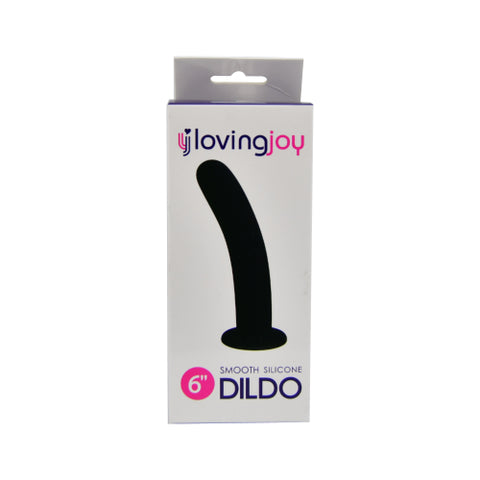 Loving Joy Smooth Silicone Dildo 6 Inch (Black) – Smooth Silicone Dildo > Realistic Dildos and Vibes > Neutral Dildos