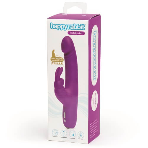 Happy Rabbit Slimline Realistic USB Rechargeable Vibrator – 15 Vibration Settings Rabbit Vibrator > Vibrators > Ladies > Rabbit