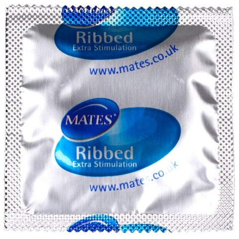 Mates Ribbed Condom Clinic Pack – Textured Condom with Parallel Ribs and Reservoir End Condoms
