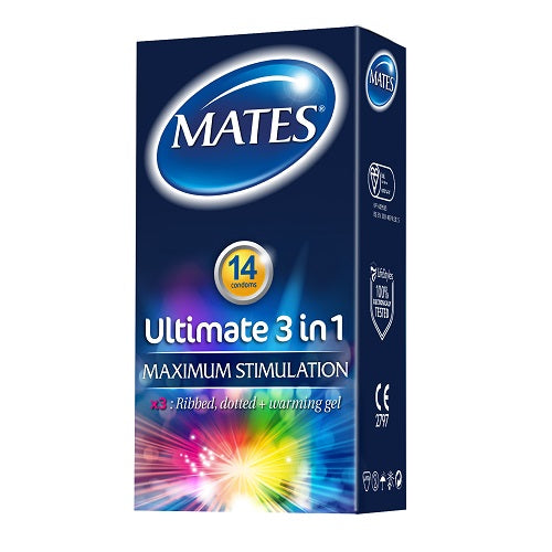 Mates Ultimate 3 in 1 – Condom Pack - Ribbed, Dotted & Warming Default Title > Essentials > Condoms