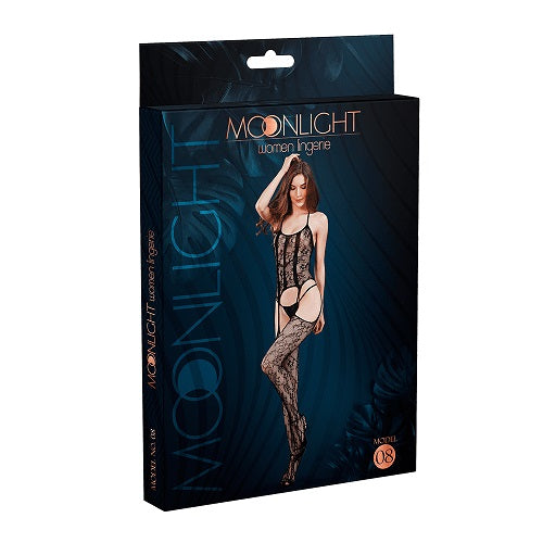 Moonlight Black Lace Suspender Bodystocking One Size – Erotic Lingerie Bodystockings
