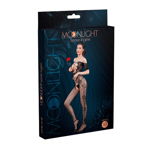Moonlight Criss-Cross Cut-Out Floral Bodystocking (Black, One Size) – Lingerie Bodystockings