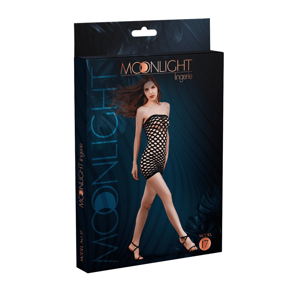 Moonlight Black Strapless Wide Mesh Dress One Size – Sexy Mesh Dress Bodystockings