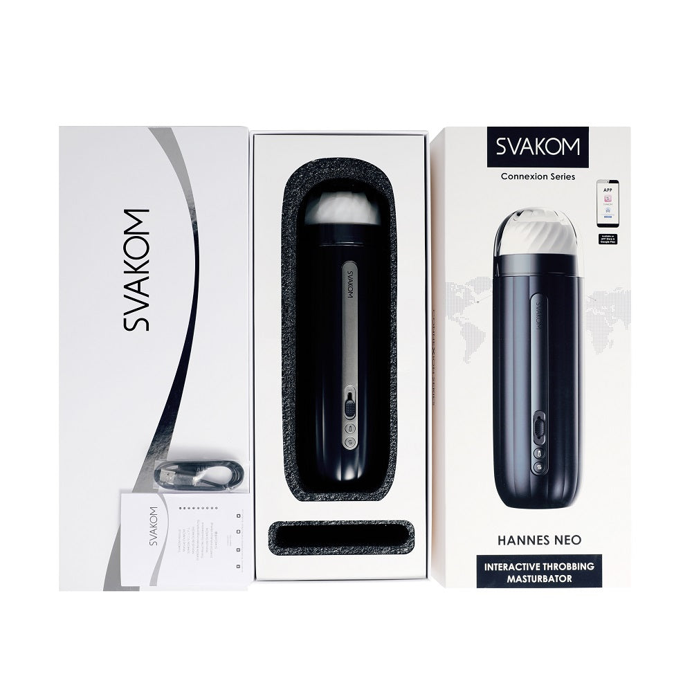 Svakom Hannes Neo (Black) – App-Enabled Heated Vibrating Male Masturbator with Auto-Thrusting Modes > Sex Toys For Men > Masturbators Premium