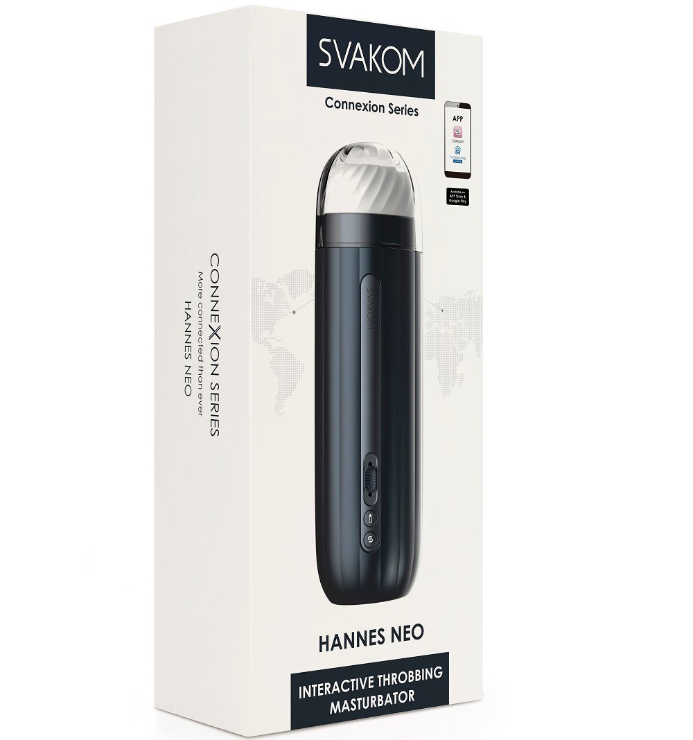 Svakom Hannes Neo (Black) – App-Enabled Heated Vibrating Male Masturbator with Auto-Thrusting Modes > Sex Toys For Men > Masturbators Premium