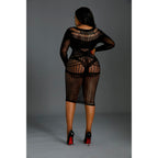 Moonlight Plus Model 03 Black Mesh Dress with Long Sleeves and Straps > Clothes > Dresses and Chemises