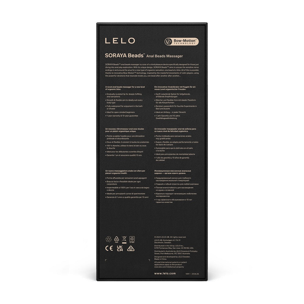 Lelo Soraya Anal Beads Massager Black Anal Beads