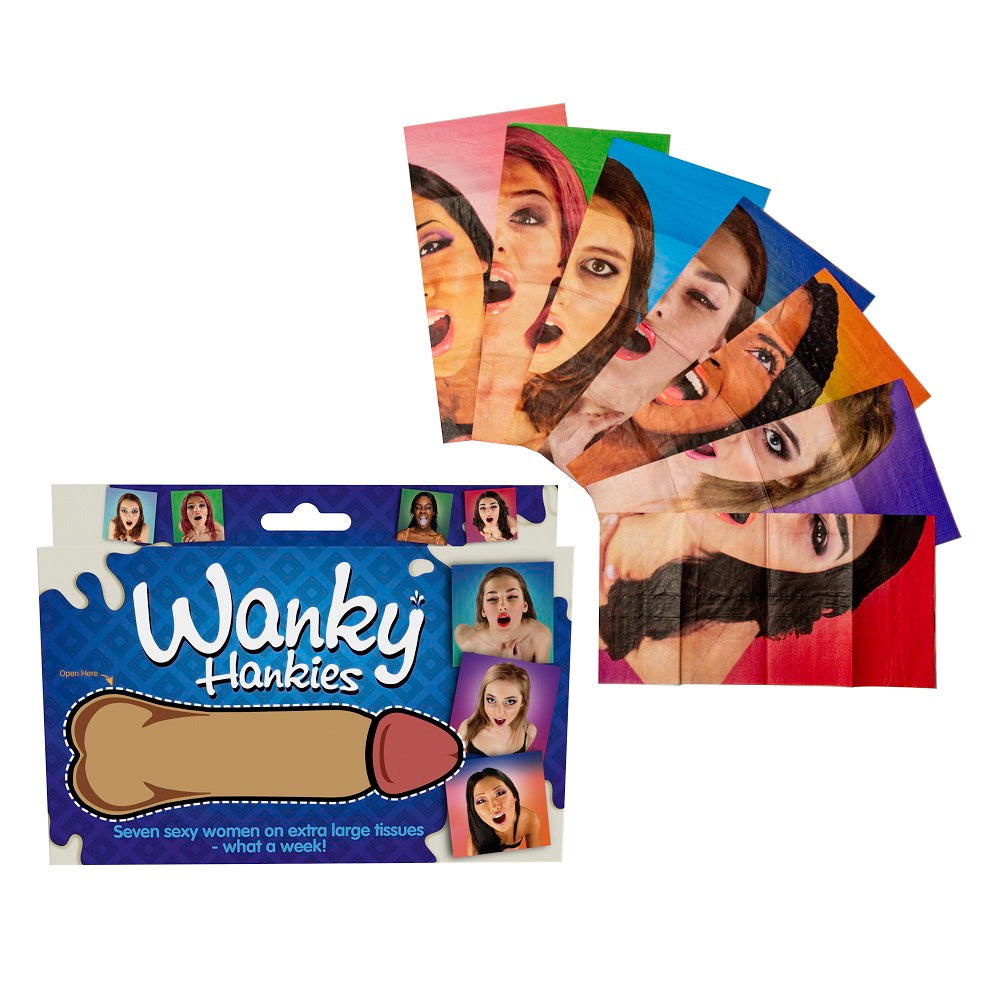 Wanky Hankies Extra Large Tissues (33cm x 33cm) – Printed Novelty Tissues Default Title > Novelties > Gag Gifts