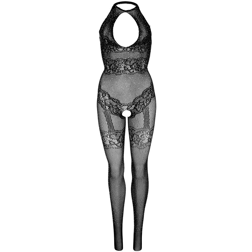 Black Rhinestone Lace Net Bodystocking One Size Erotic Wear > Clothes > Bodies and Playsuits