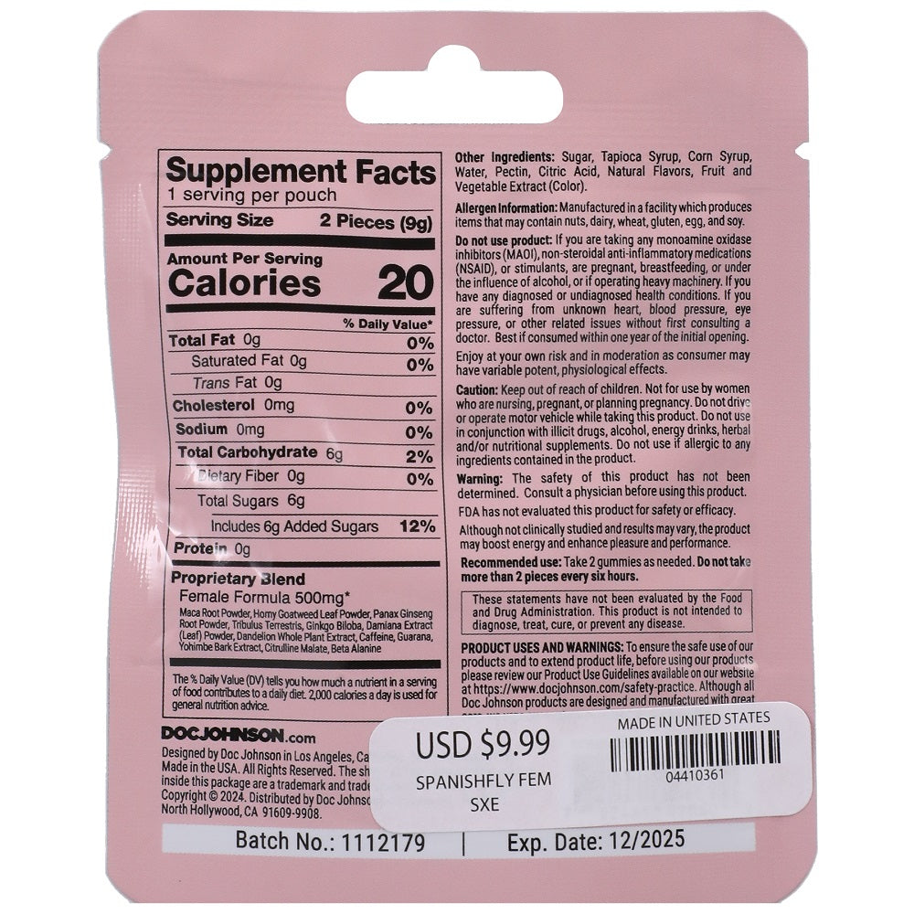 Doc Johnson Spanish Fly Female Sex Gummies – 2 Pack > Essentials > Womens Enhancers