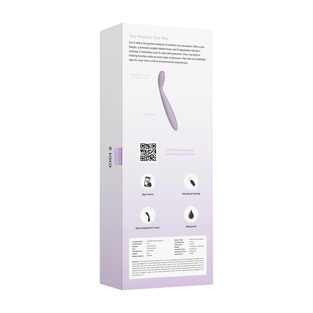 Svakom Cici 2 (Black) – Luxury Slim Flexible Head Clitoral Vibrator > Sex Toys > Remote Control Toys