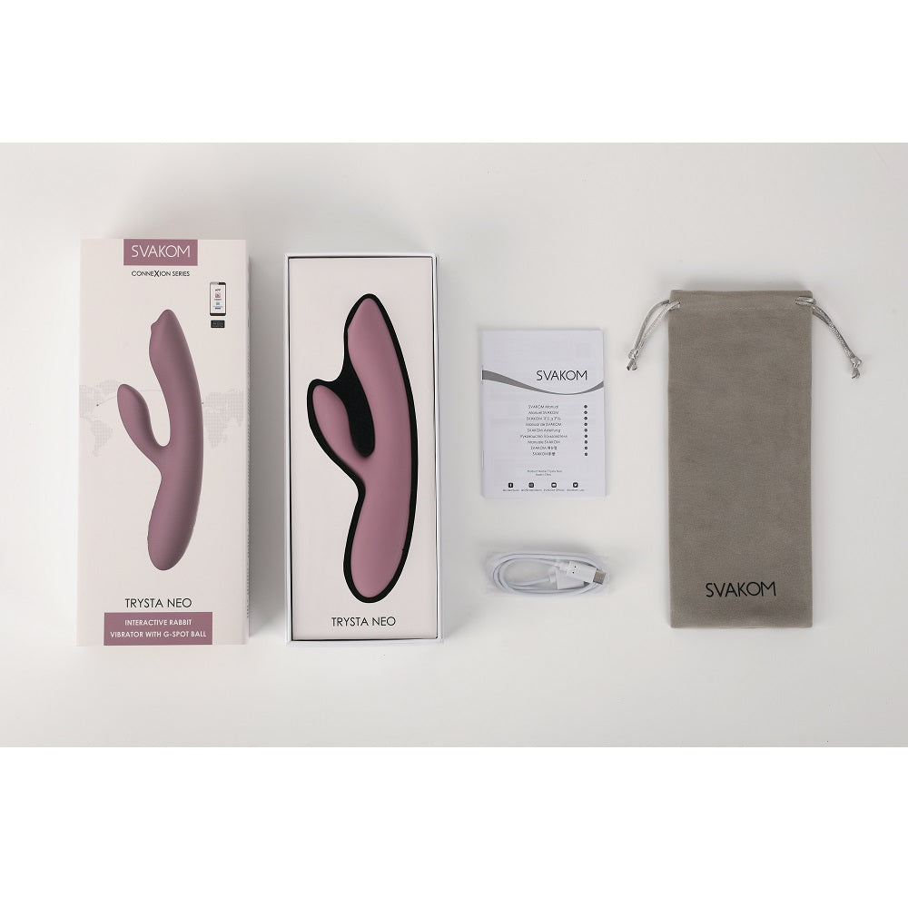 Svakom Trysta Neo (Black) – Interactive Rolling G-Spot Rabbit Vibrator with App Control and Customizable Modes > Sex Toys For Ladies > G-Spot Vibrators
