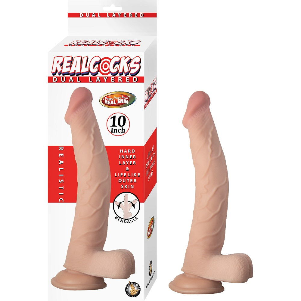 RealCocks Dual Layer Bendable Dildo 10 Inch Vanilla – Lifelike 10 Inch Dildo Default Title Dongs Big