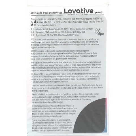 Glyde Vegan Dams Mixed Flavour 4 Pack – Silky Thin Barrier Latex Sheets Condoms