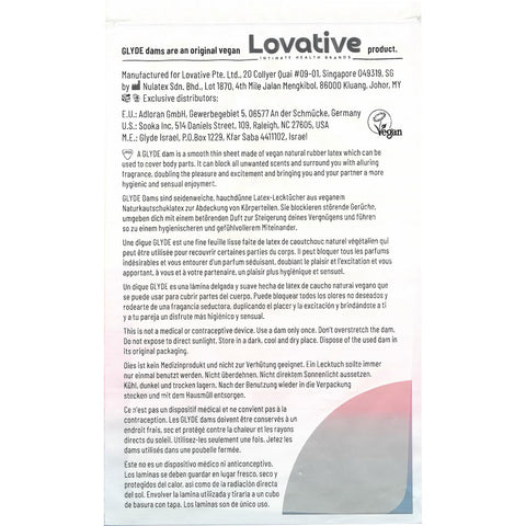 Glyde Vegan Dams Mixed Flavour 4 Pack – Silky Thin Barrier Latex Sheets Condoms