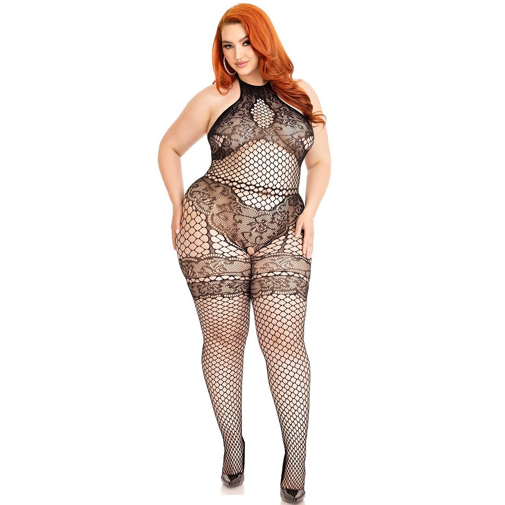 Leg Avenue All About You Black Crotchless Bodystocking 1X 2X > Clothes > Bodies and Playsuits