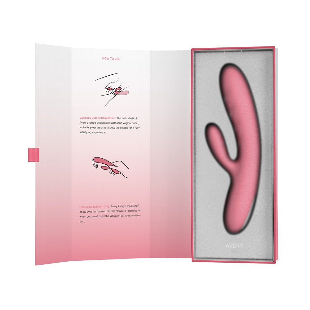 Svakom Avery (Pink) – Waterproof Thrusting Vibrator with Clitoral Stimulator and Magnetic Charging 7.6 Inch > Vibrators > Ladies > Rabbit