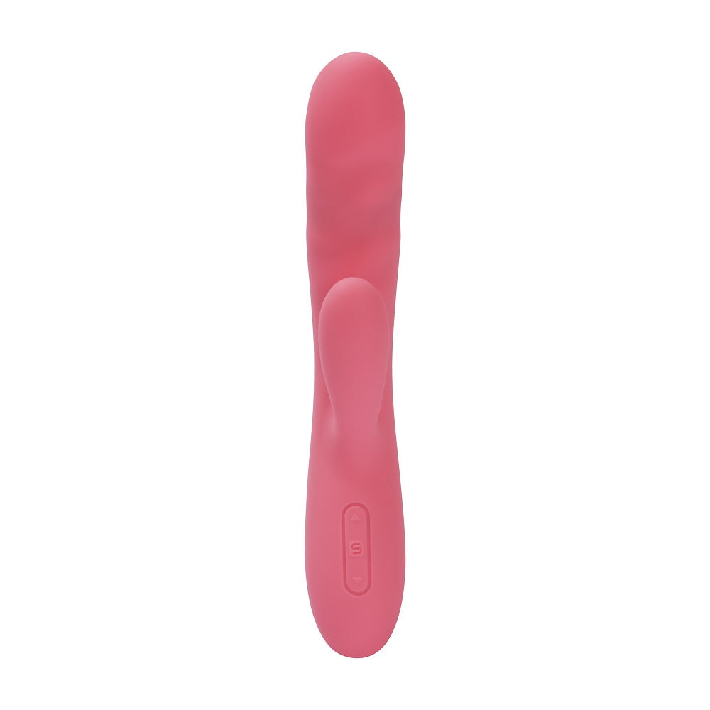 Svakom Avery (Pink) – Waterproof Thrusting Vibrator with Clitoral Stimulator and Magnetic Charging 7.6 Inch VIBRATORS-RABBIT