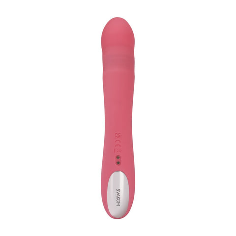 Svakom Avery (Pink) – Waterproof Thrusting Vibrator with Clitoral Stimulator and Magnetic Charging 7.6 Inch VIBRATORS-RABBIT