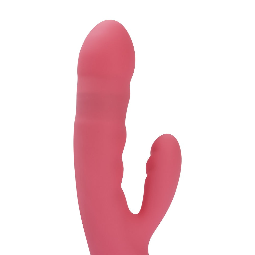 Svakom Avery (Pink) – Waterproof Thrusting Vibrator with Clitoral Stimulator and Magnetic Charging 7.6 Inch VIBRATORS-RABBIT