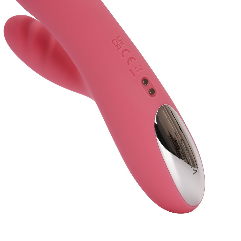 Svakom Avery (Pink) – Waterproof Thrusting Vibrator with Clitoral Stimulator and Magnetic Charging 7.6 Inch VIBRATORS-RABBIT