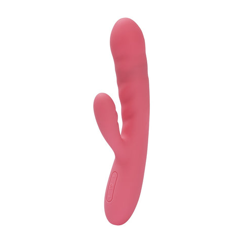 Svakom Avery (Pink) – Waterproof Thrusting Vibrator with Clitoral Stimulator and Magnetic Charging 7.6 Inch VIBRATORS-RABBIT
