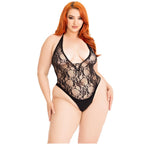 Leg Avenue Floral Lace Deep-V Teddy Plus Size – Lingerie Black 1X-2X > Clothes > Bodies and Playsuits