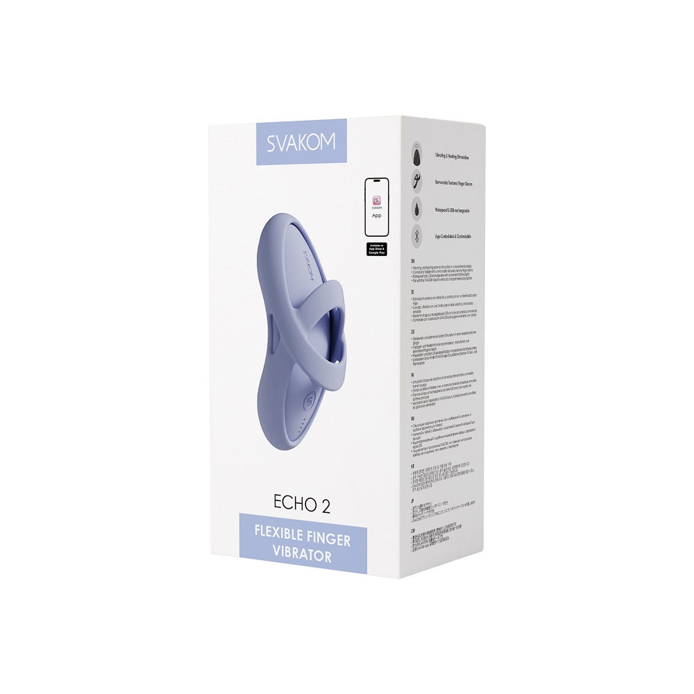 Svakom Echo 2 (Blue) – Waterproof USB Rechargeable Flexible Finger Vibrator with Heating Finger Stimulator