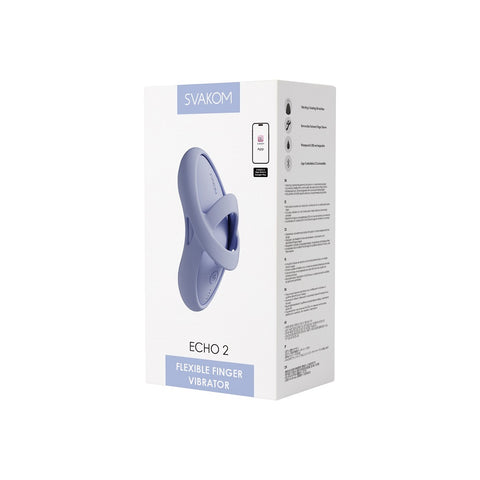 Svakom Echo 2 (Blue) – Waterproof USB Rechargeable Flexible Finger Vibrator with Heating Finger Stimulator