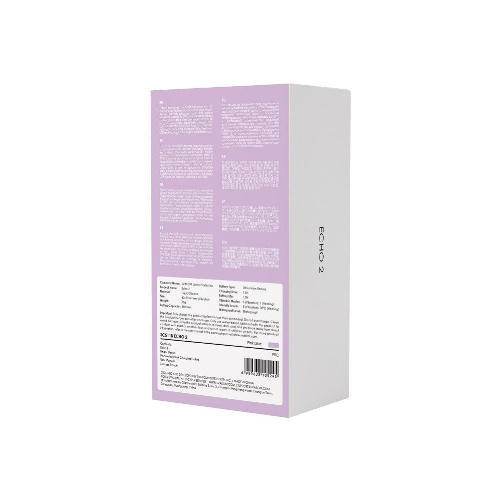 Svakom Echo 2 (Lilac) – Waterproof Rechargeable Finger Vibrator Finger Stimulator
