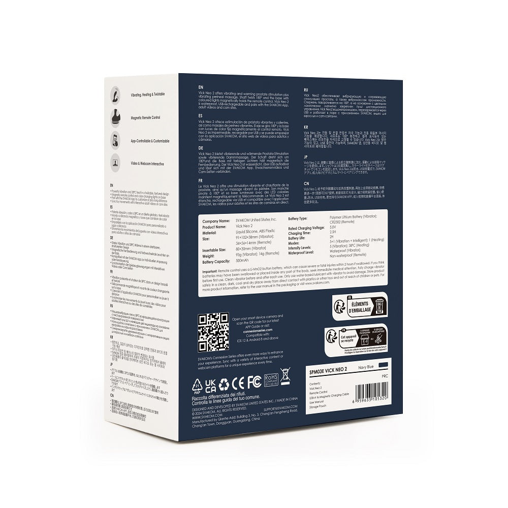 Svakom Vick Neo 2 – App-Controlled Heated Prostate Massager with Textured Shaft and Remote Prostate Massagers