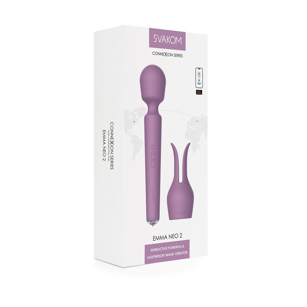 Svakom Emma Neo 2 – Lightweight Waterproof Wand Vibrator with Heat and App Control Electric Massager