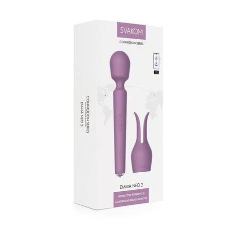 Svakom Emma Neo 2 – Lightweight Waterproof Wand Vibrator with Heat and App Control Electric Massager