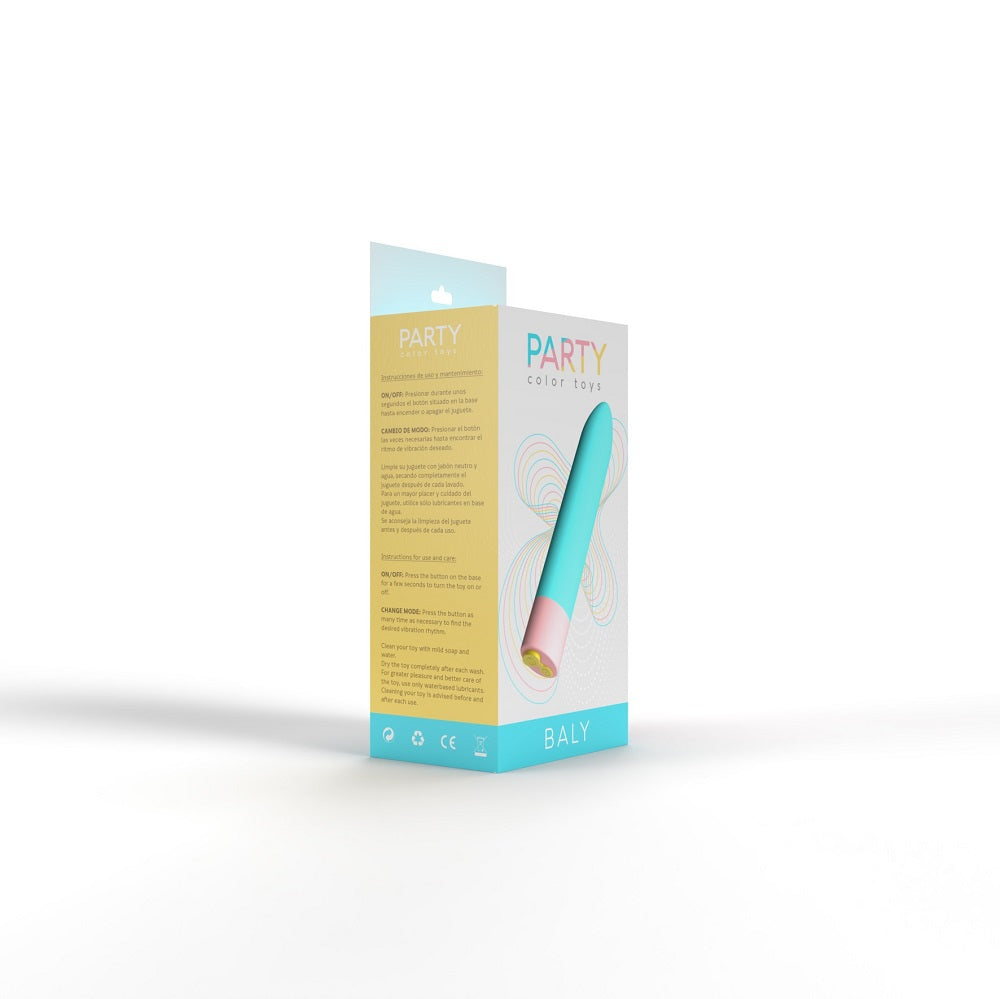 Party Color Baly (Blue) – Waterproof USB Rechargeable Bullet Vibrator with 10 Vibration Modes BULLETS