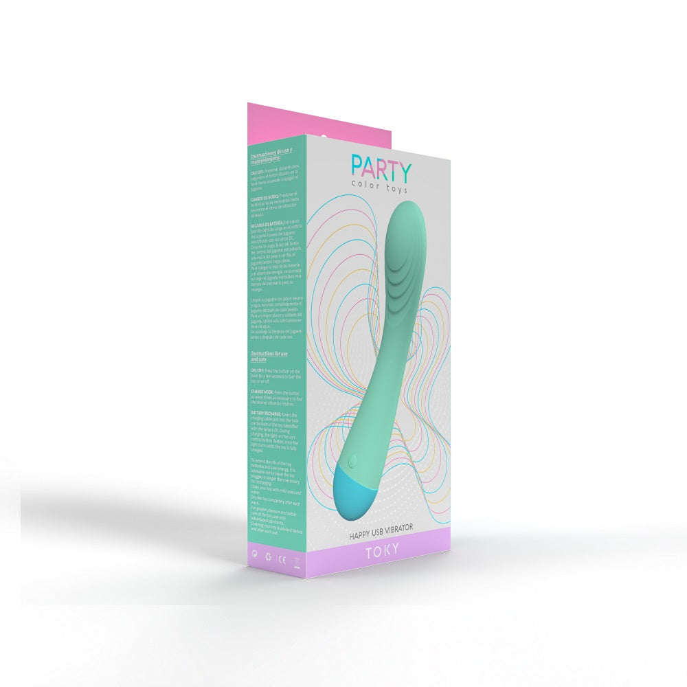 Party Color Toky (Colorful) – Waterproof Rechargeable Silicone G-Spot Vibrator 7.48 Inches 1.37 Inches Diameter Vibrators - G Spot