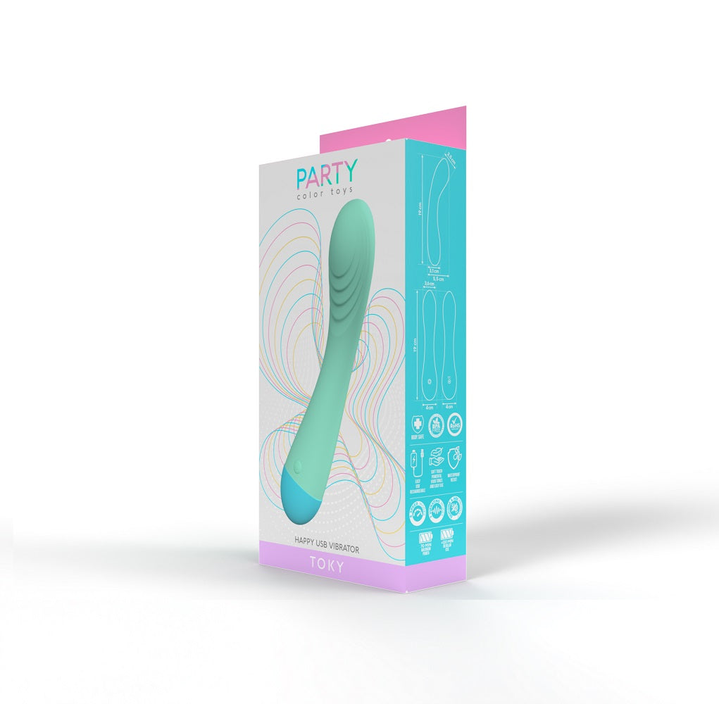 Party Color Toky (Colorful) – Waterproof Rechargeable Silicone G-Spot Vibrator 7.48 Inches 1.37 Inches Diameter Vibrators - G Spot