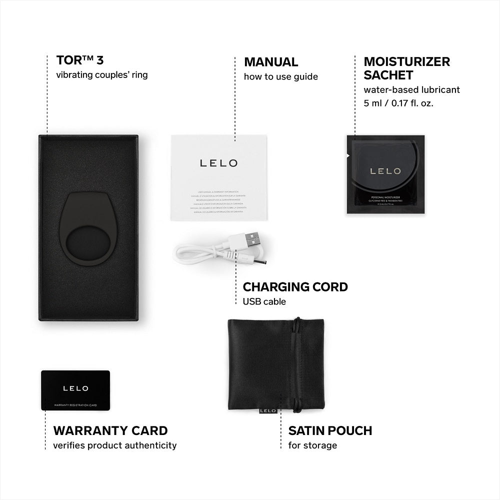 Lelo Tor 3 (Black) – App-Controlled Vibrating Cockring > Sex Toys > Couples Toys