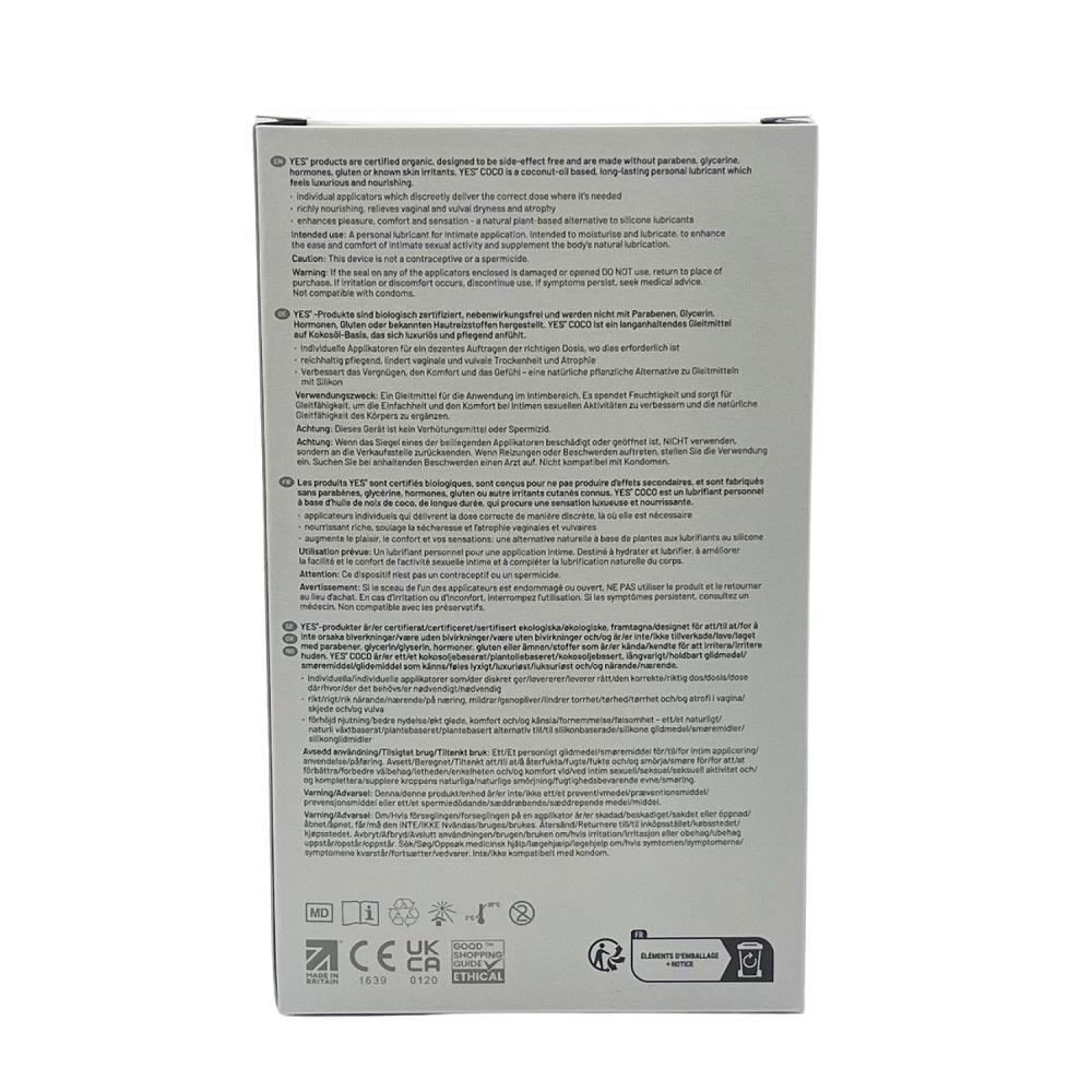 Yes Coco Organic Coconut and Jojoba Oil-Based Lubricant 6 x 5ml – Gentle Lubricant Speciality Lubricants