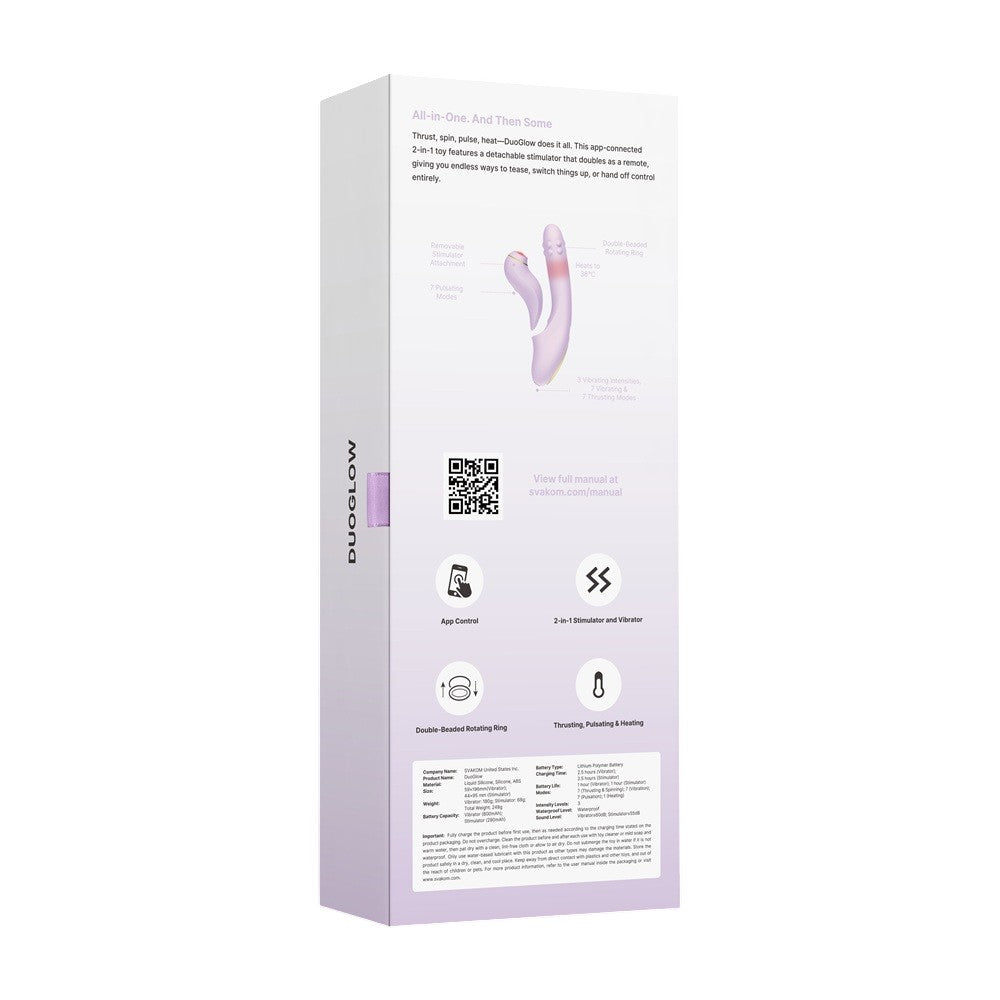 Svakom Duoglow 7.7 Inch 2-in-1 Powerful Remote-Controlled Vibrator > Vibrators > Ladies > Rabbit
