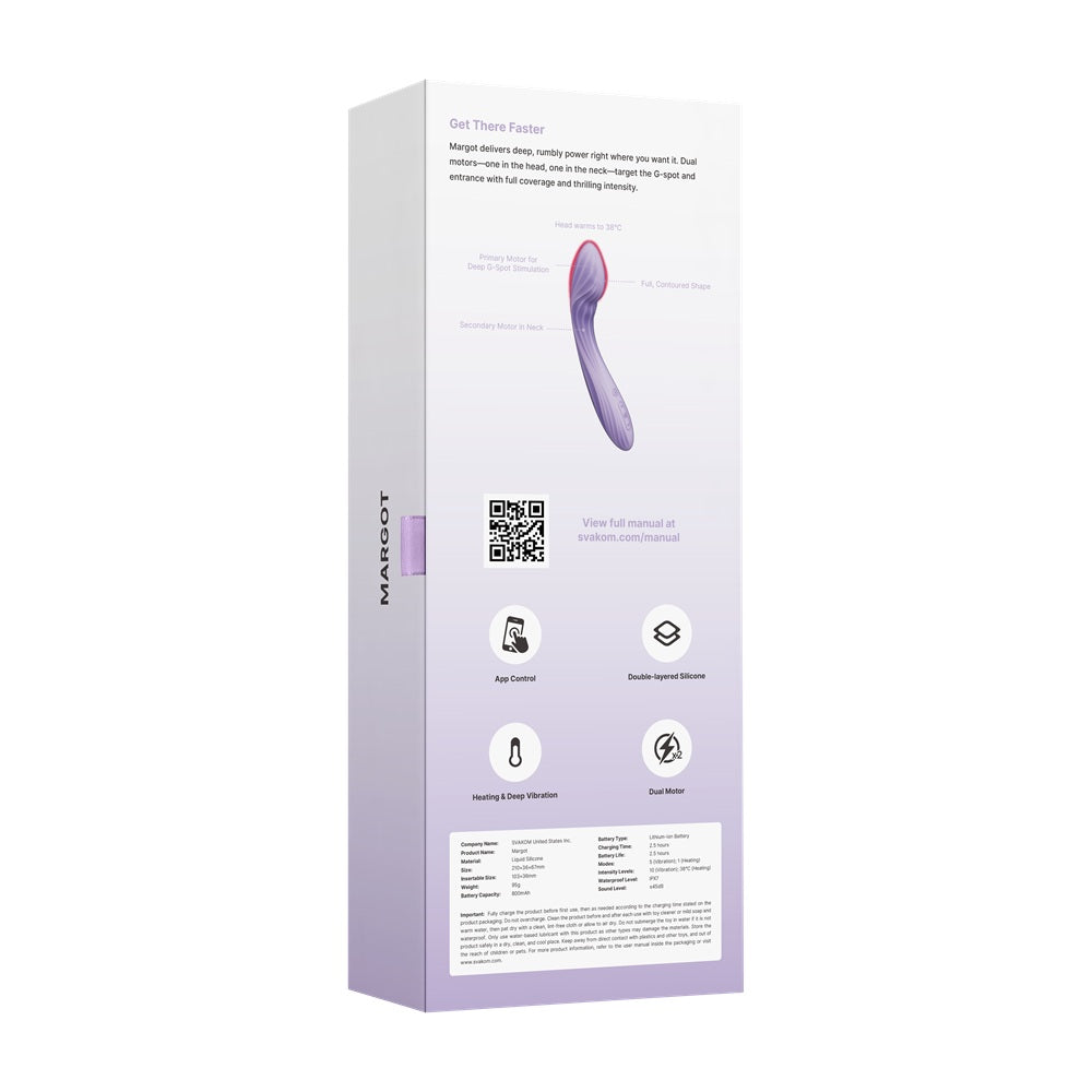 Svakom Margot (Lilac) – Dual Motor Warming G-Spot Vibrator with Deep Vibration and Multiple Intensity Levels Vibrators - G Spot