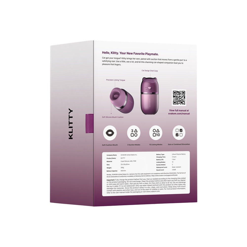 Svakom Klitty Dual Action Licking and Suction Stimulator > Sex Toys For Ladies > Air Pulsation