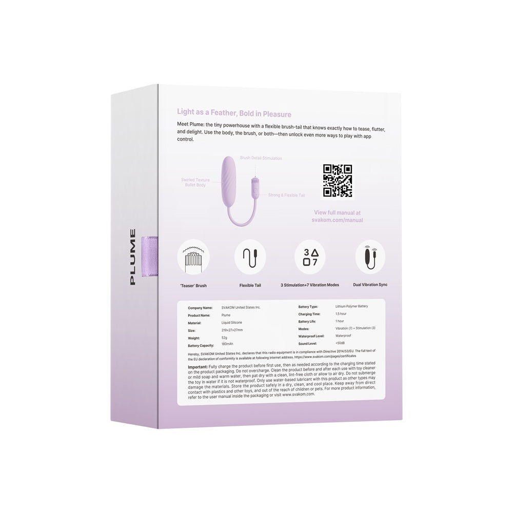 Svakom Plume Flexible Brush Tail Bullet Vibrator > Sex Toys For Ladies > Clitoral Vibrators and Stimulators